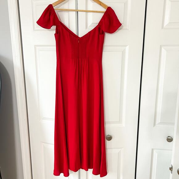 NWOT Reformation Baxley Red Midi Dress Flutter Sleeve Sweetheart Neck Size 2 - Picture 5 of 12